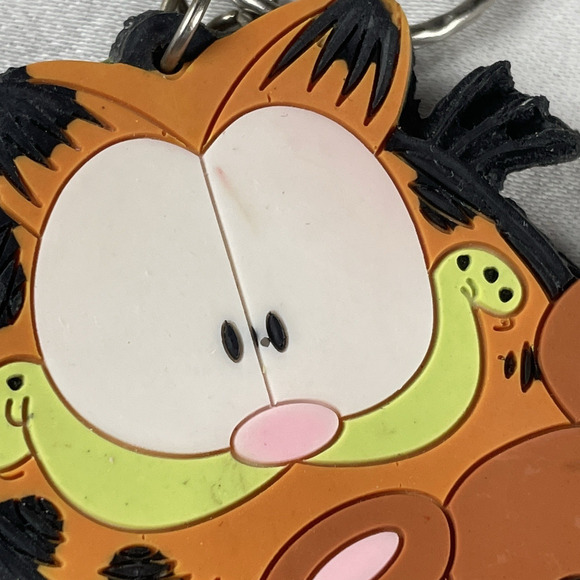 Garfield Pooky Vtg Keychain Flat Rubber Plastic Key Ring Backpack Purse Charm - Picture 6 of 7